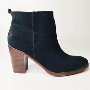 Latigo Anthropologie black suede leather ankle boots heeled size 8.5